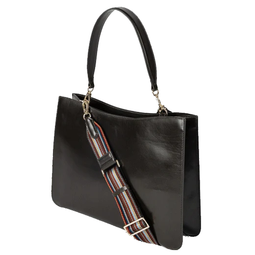 Paul Smith Dark Green Double Leather 'Signature Stripe' Bag - Image 2