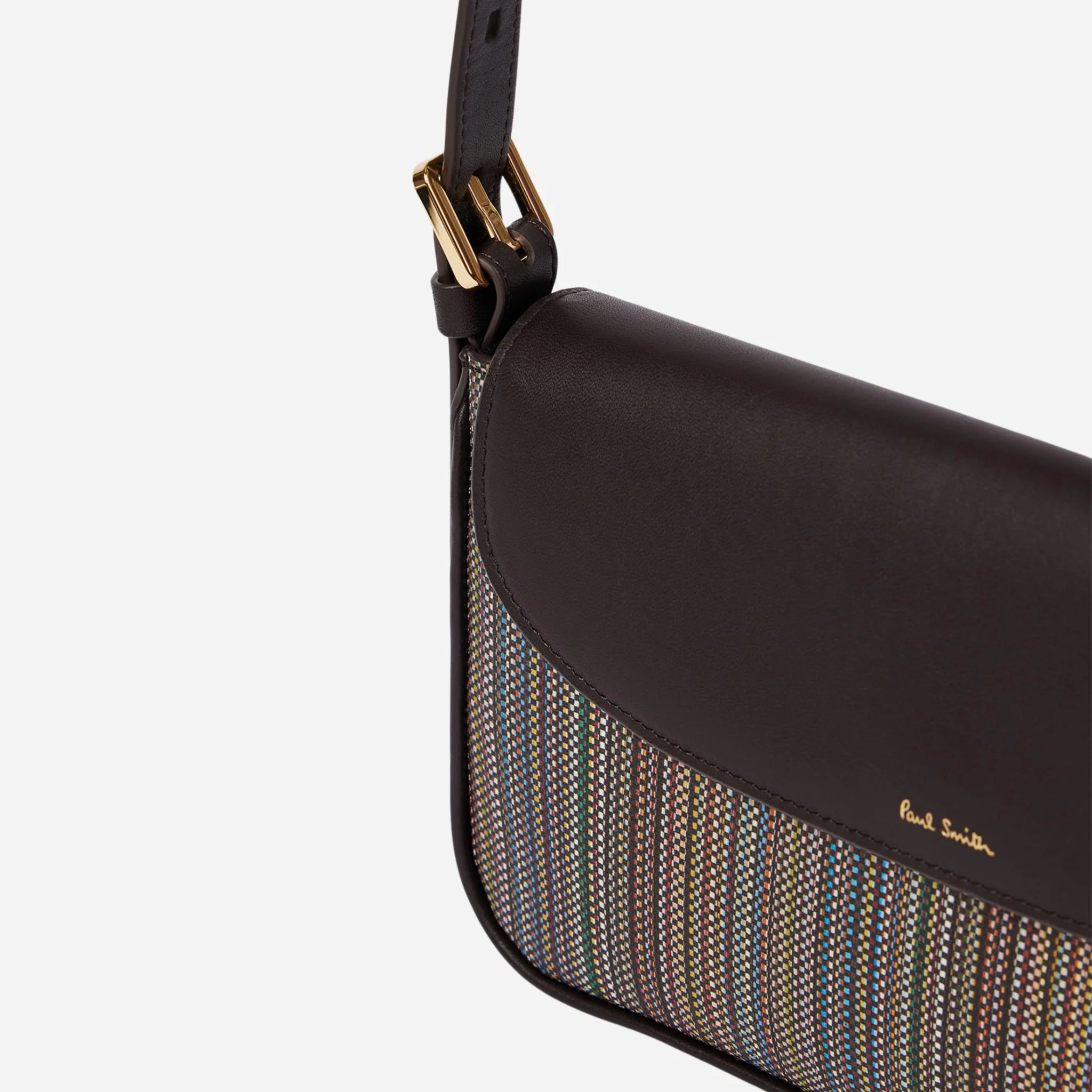 Paul Smith Brown Leather and Multicoloured Coated Canvas Rectangular Grab Bag - Image 2