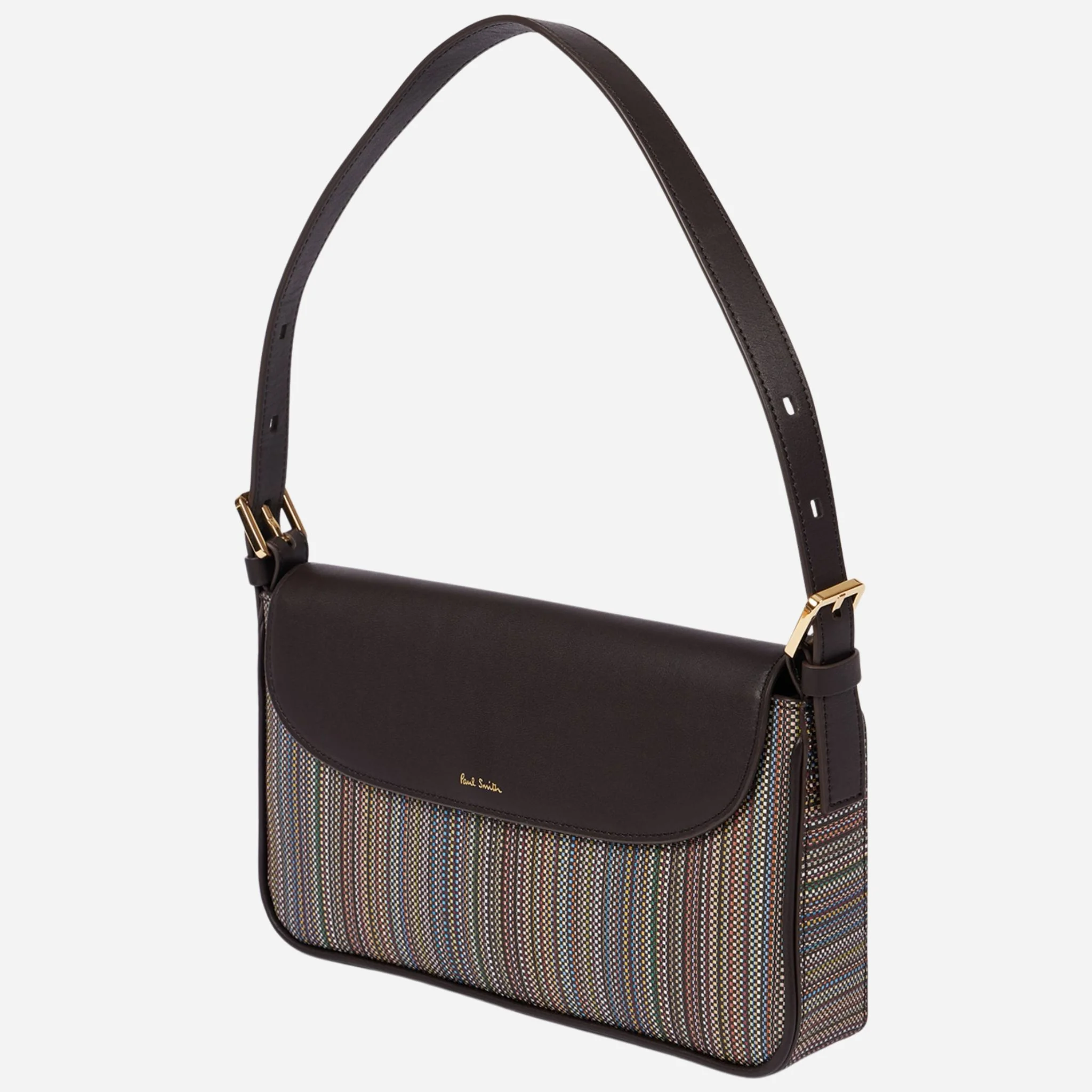 Paul Smith Brown Leather and Multicoloured Coated Canvas Rectangular Grab Bag - Image 3