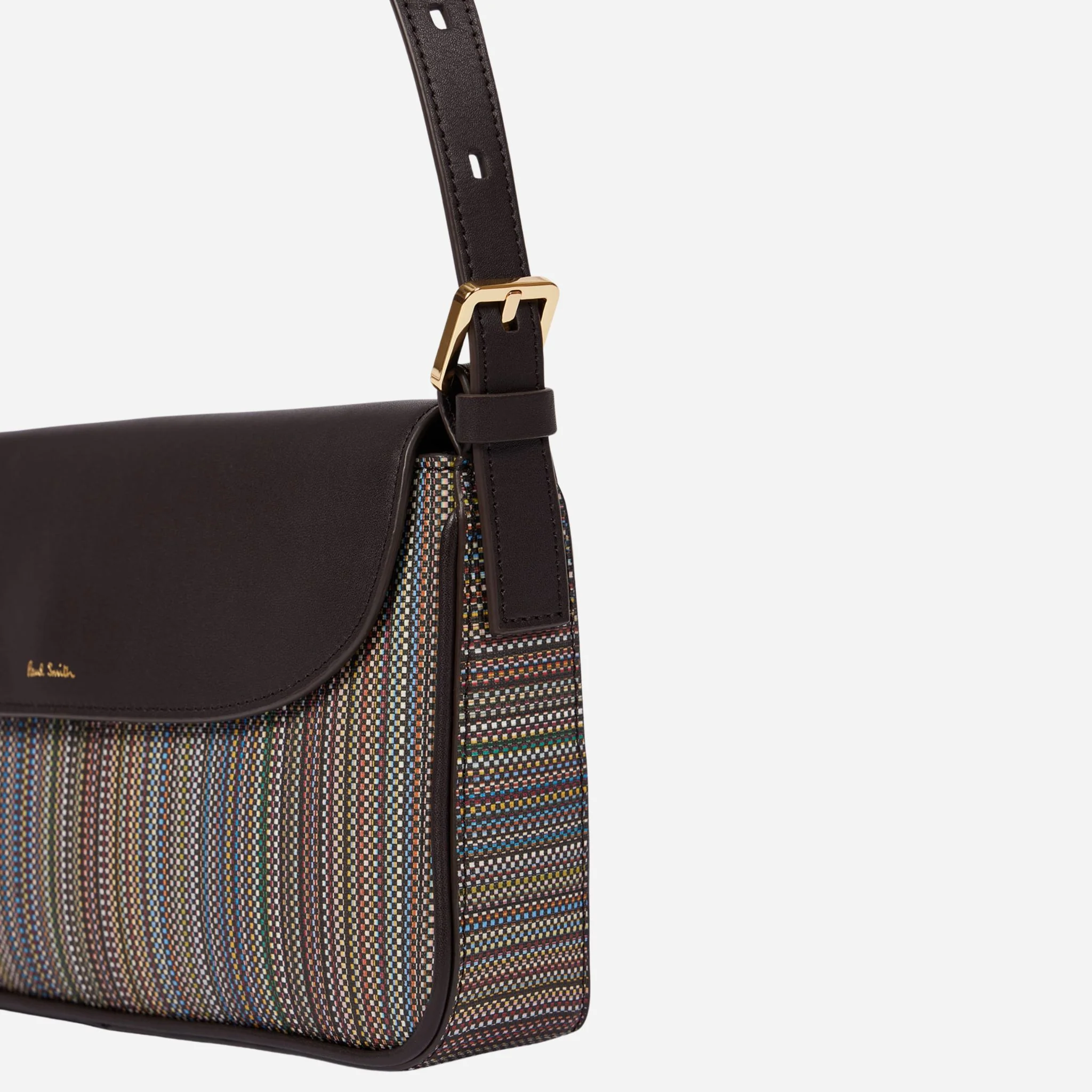 Paul Smith Brown Leather and Multicoloured Coated Canvas Rectangular Grab Bag - Image 5