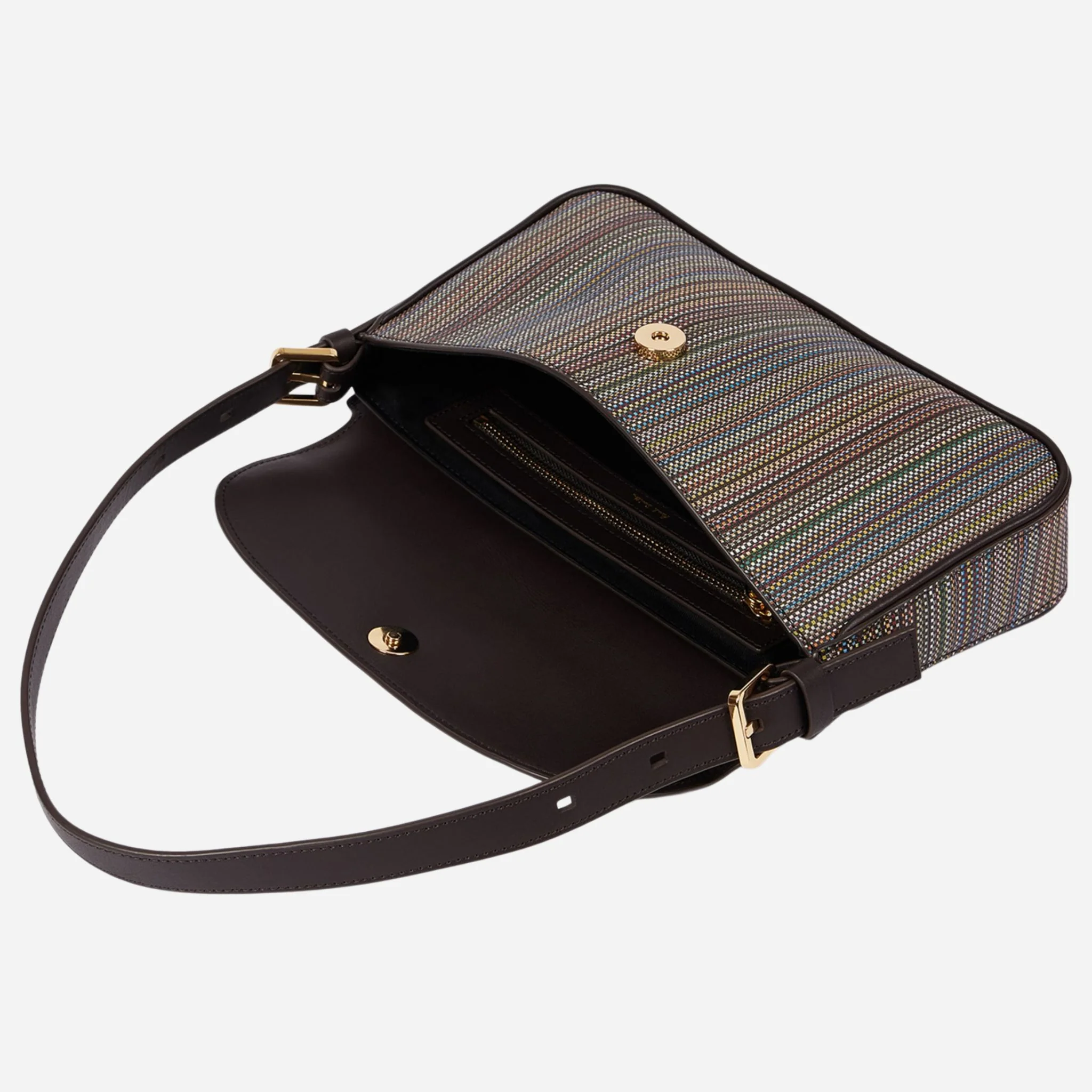Paul Smith Brown Leather and Multicoloured Coated Canvas Rectangular Grab Bag - Image 7