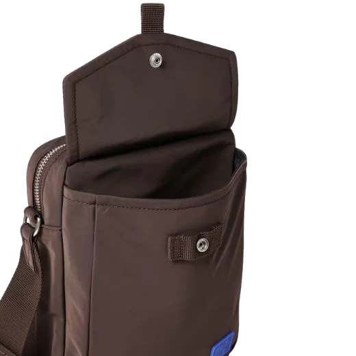 Paul Smith Brown Recycled Polyester Flight Bag with Blue Logo - Image 4