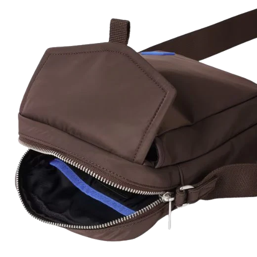 Paul Smith Brown Recycled Polyester Flight Bag with Blue Logo - Image 5