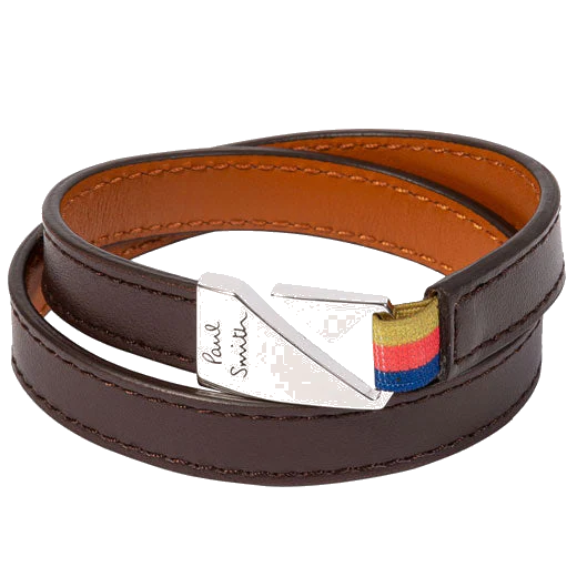 Paul Smith Dark Brown Leather Hook Bracelet