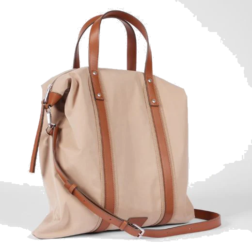 Paul Smith Ecru Duffle Tote Bag With Tan Leather Trim - Image 3