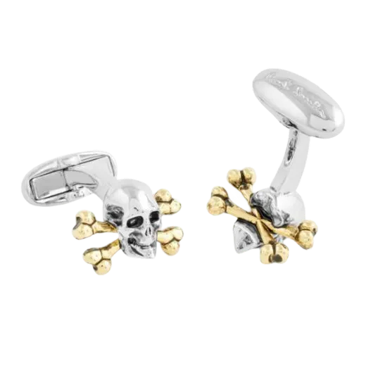 Paul Smith Gold and Silver Tone Skull and Cross Bones Cufflinks - Image 2
