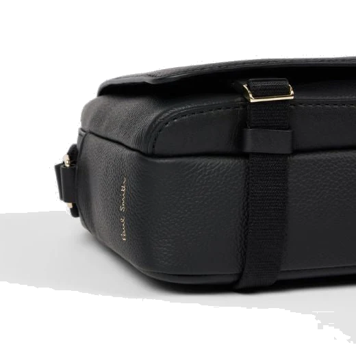 Paul Smith Grained Leather Signature Stripe Trim Messenger Bag - Image 4