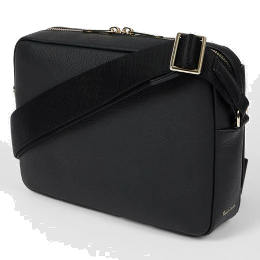 Paul Smith Grained Leather Signature Stripe Trim Messenger Bag - Image 5