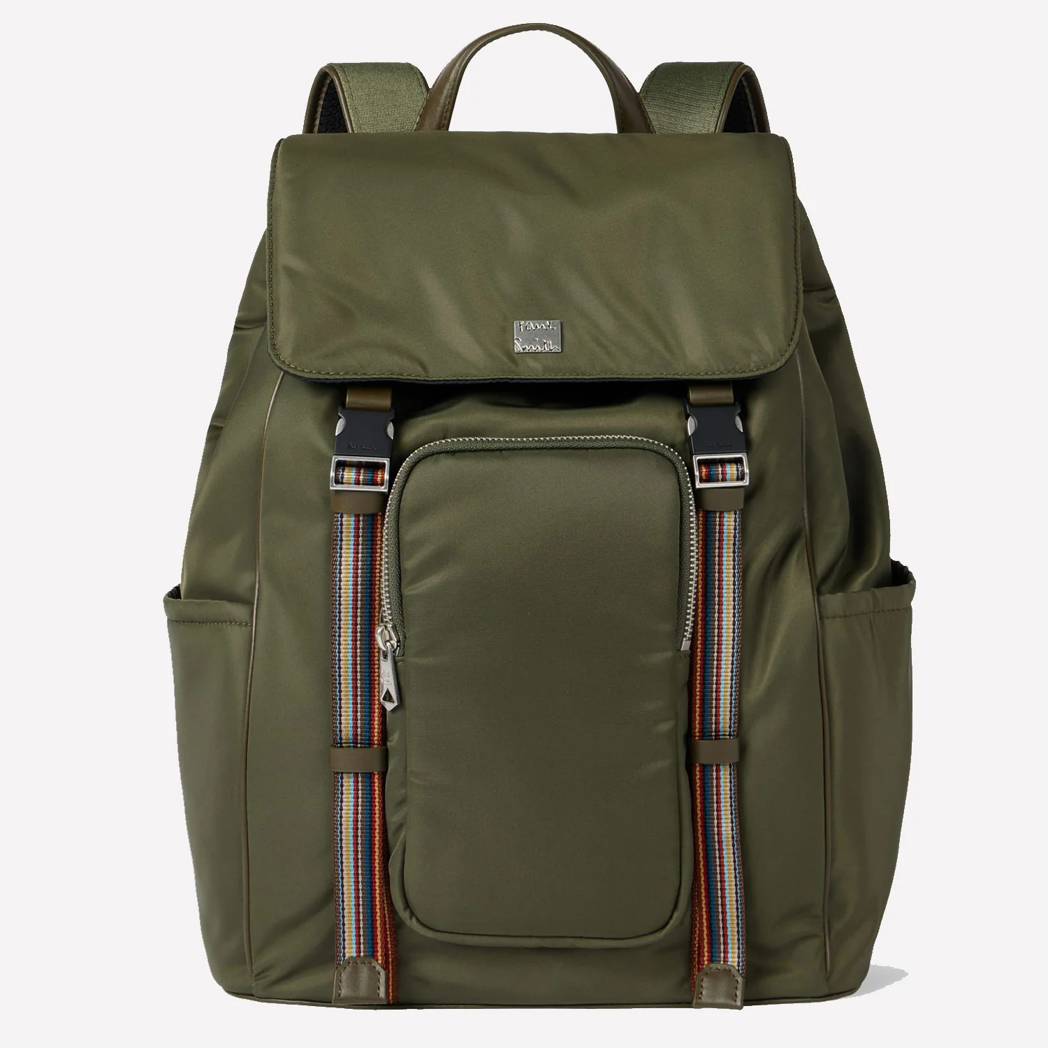 Paul Smith Green Recycled Nylon Backpack with Signature Stripe Trims