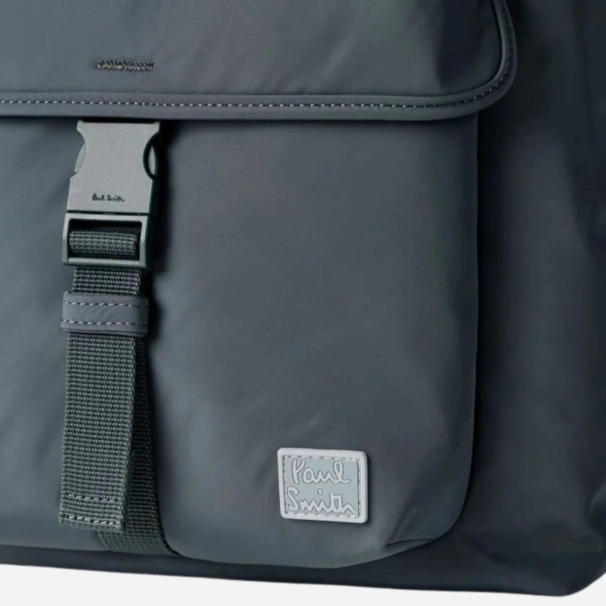 Paul Smith Grey-Teal Recycled Polyester Backpack with Rubberised Signature Logo Patch - Image 5