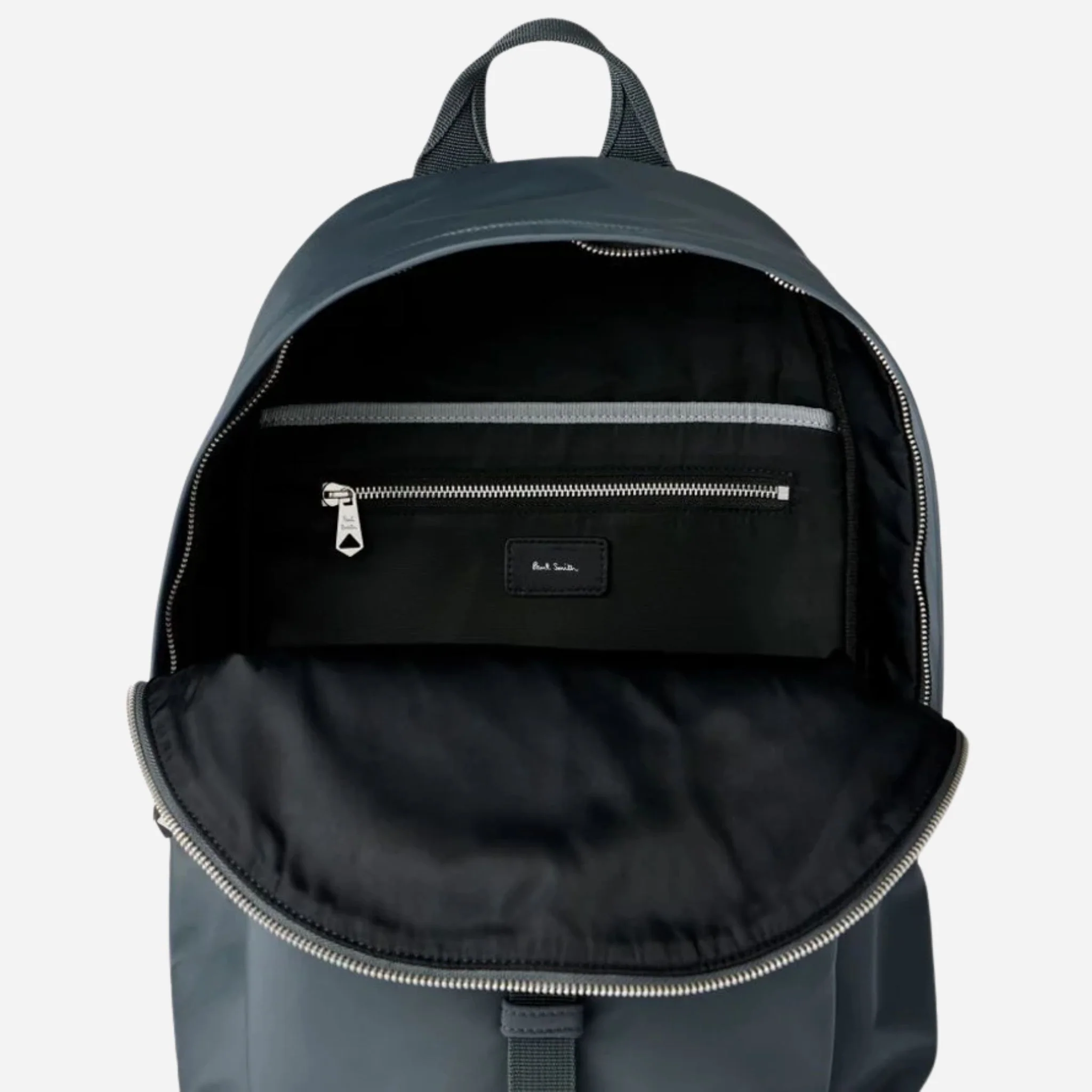 Paul Smith Grey-Teal Recycled Polyester Backpack with Rubberised Signature Logo Patch - Image 8