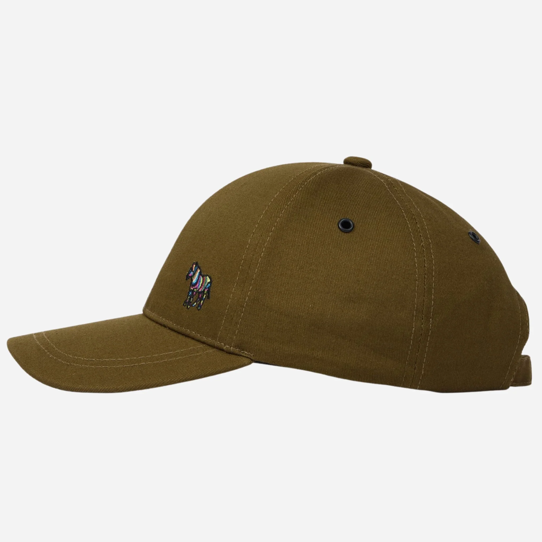 Paul Smith Khaki Cotton Baseball Cap with Striped Zebra Logo