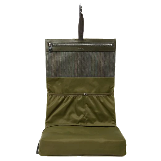 Paul Smith Khaki Nylon & Leather Trim Wash Bag - Image 2