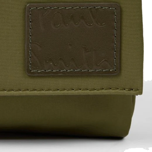 Paul Smith Khaki Nylon & Leather Trim Wash Bag - Image 7
