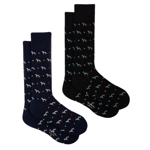 Paul Smith Men's 2-Pack Whippet Blue & Black Socks