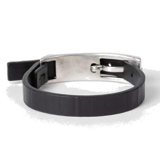 Paul Smith Men's Black Leather 'Shadow Stripe' Bracelet - Image 2