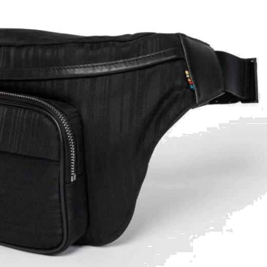 Paul Smith Men's Black 'Shadow Stripe' Expandable Waistpack Bag - Image 4