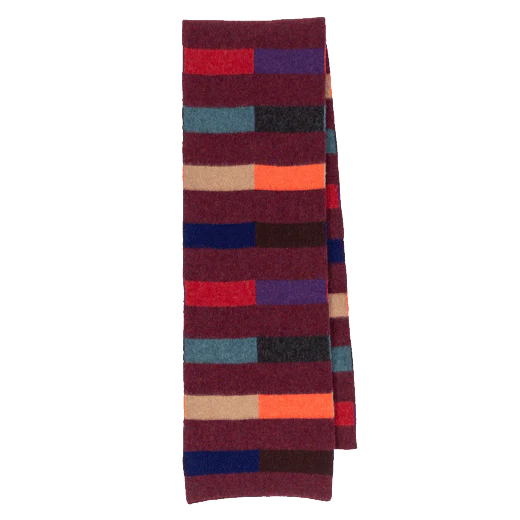 Paul Smith Men's Block Stripe Lambswool Burgundy Glassette Scarf