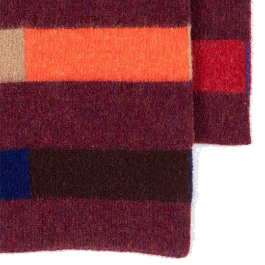 Paul Smith Men's Block Stripe Lambswool Burgundy Glassette Scarf - Image 2
