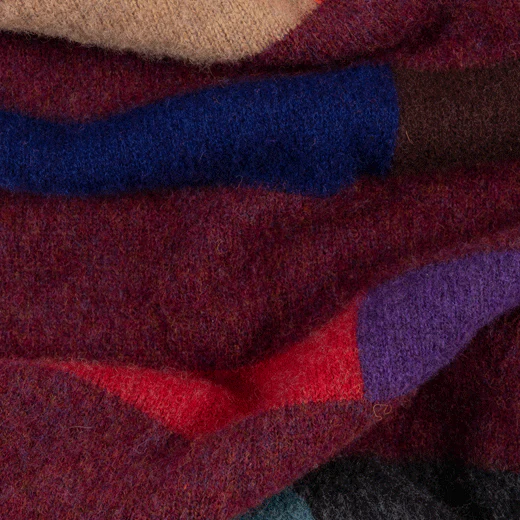 Paul Smith Men's Block Stripe Lambswool Burgundy Glassette Scarf - Image 3