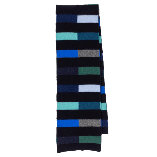 Paul Smith Men's Block Stripe Lambswool Glassette Scarf in Blue