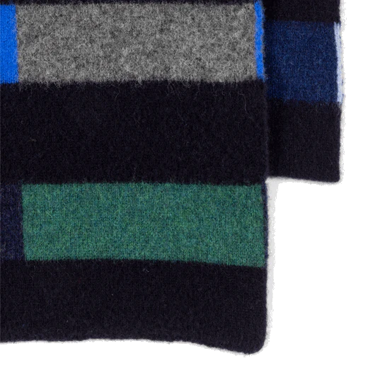 Paul Smith Men's Block Stripe Lambswool Glassette Scarf in Blue - Image 3