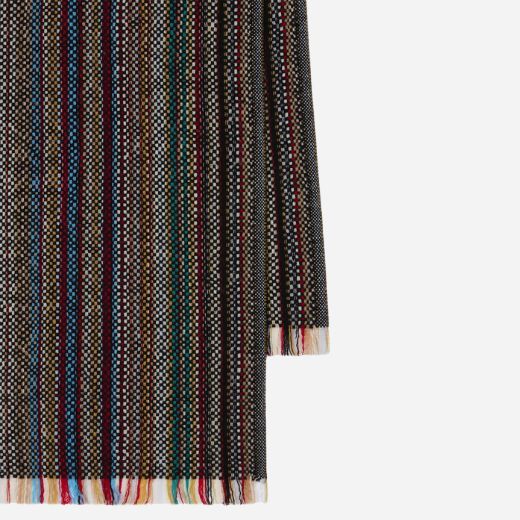 Paul Smith Men’s Hopsack 'Signature Stripe' Merino Wool Scarf - Image 2