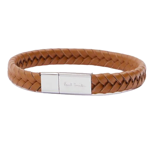 Paul Smith Men's Tan Leather Braided Bracelet