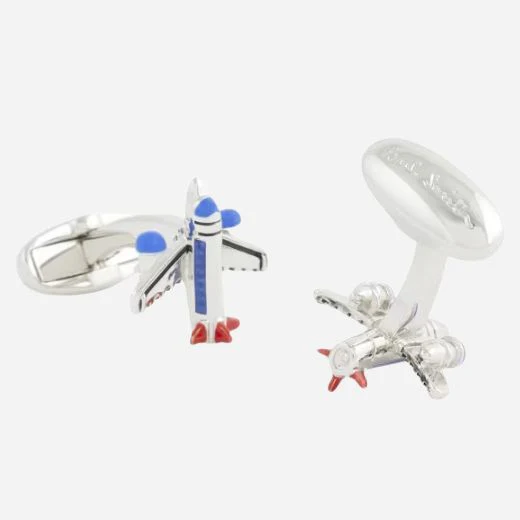 Paul Smith Men's 'Aeroplane' Cufflinks with Blue and Red Detailing - Image 2