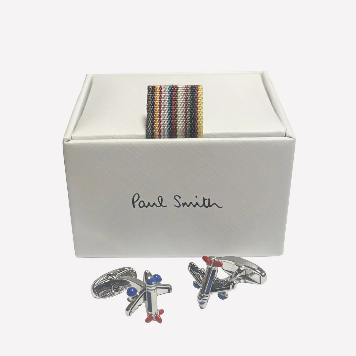 Paul Smith Men's 'Aeroplane' Cufflinks with Blue and Red Detailing - Image 3