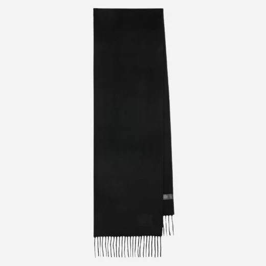 Paul Smith Men's Black Cashmere Scarf with Signature Logo Patch
