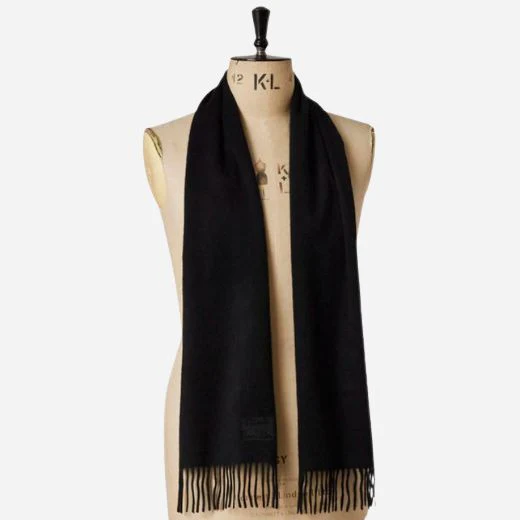 Paul Smith Men's Black Cashmere Scarf with Signature Logo Patch - Image 3