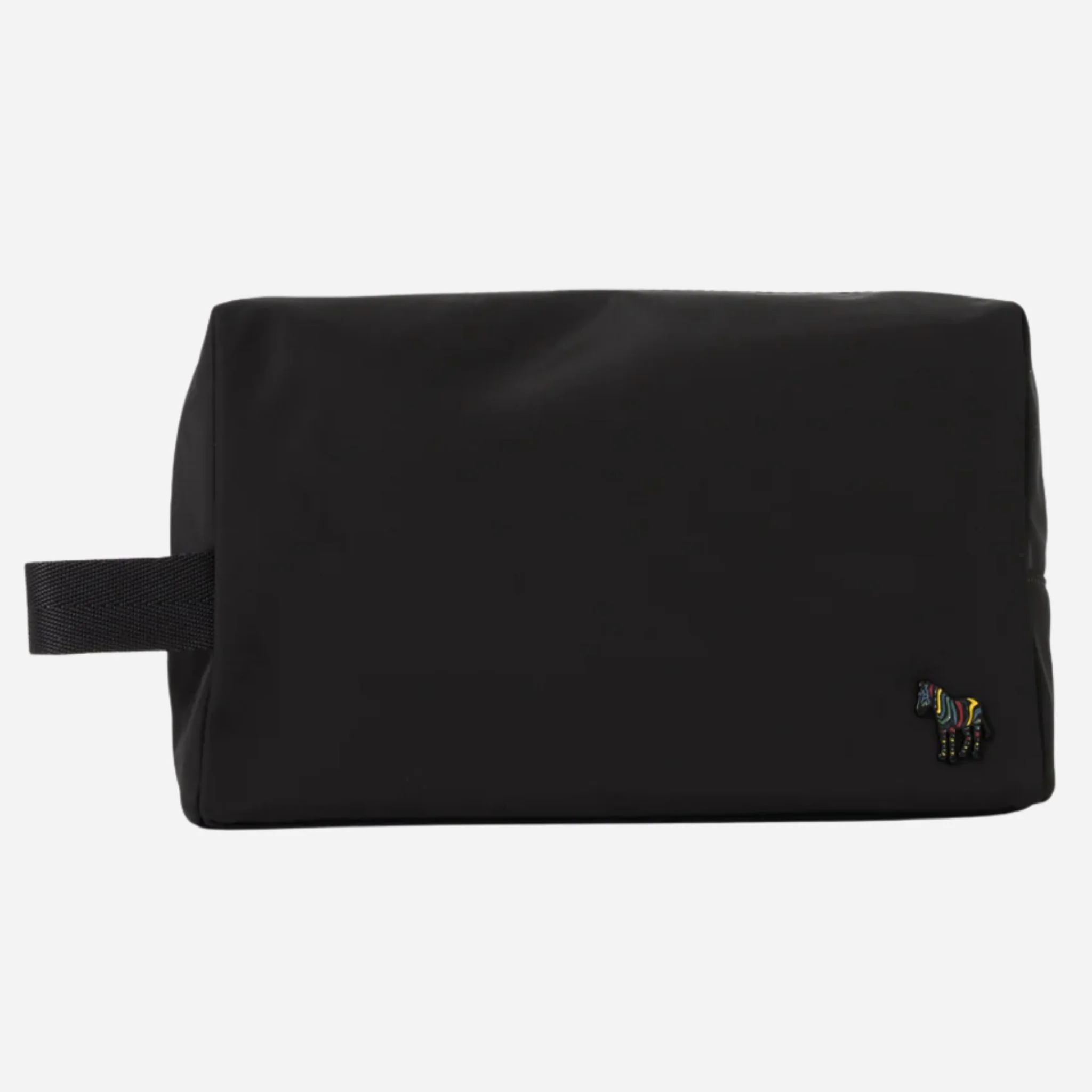 Paul Smith Men's Black Recycled Polyester Wash Bag with Striped Zebra Logo