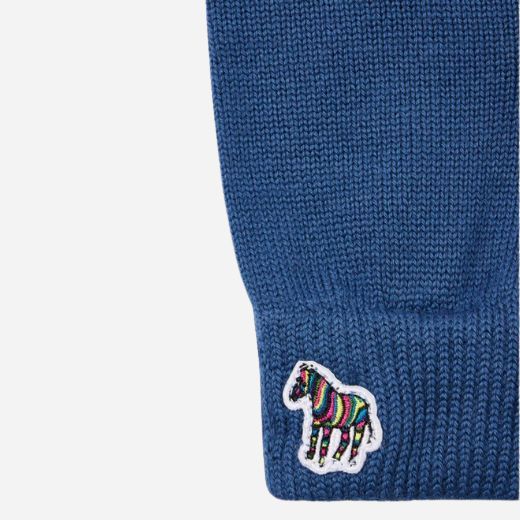 Paul Smith Men's Blue Wool Gloves with Striped Zebra Logo - Image 2