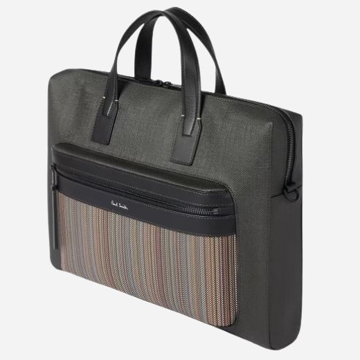 Paul Smith Men's Folio with 'Signature Stripe' Coated Canvas Pocket - Image 4