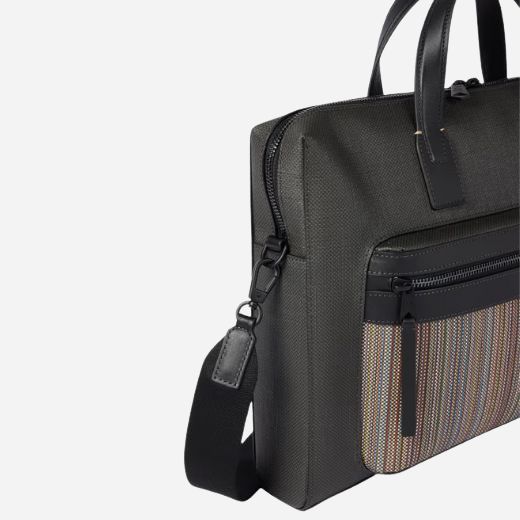 Paul Smith Men's Folio with 'Signature Stripe' Coated Canvas Pocket - Image 5