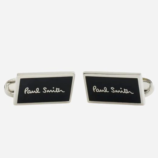 Paul Smith Men's Matt Black Cufflinks with Logo