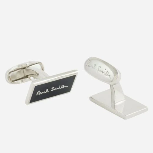 Paul Smith Men's Matt Black Cufflinks with Logo - Image 2