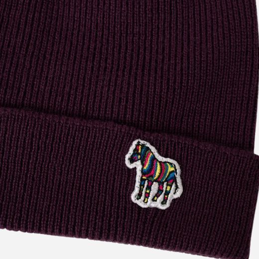 Paul Smith Men's Red Wool Beanie Hat with Striped Zebra Logo - Image 2