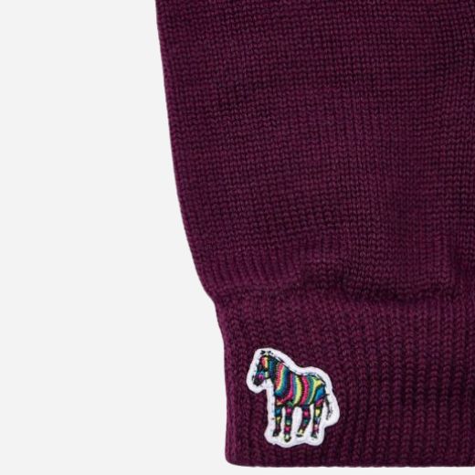 Paul Smith Men's Red Wool Gloves with Striped Zebra Logo - Image 2