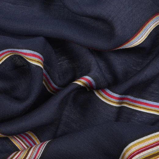 Paul Smith Men's Signature Stripe Navy Silk-Blend Scarf - Image 3