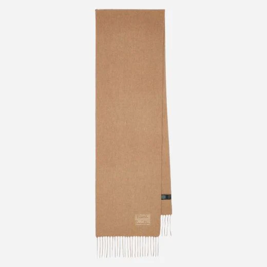 Paul Smith Men's Tan Cashmere Scarf with Signature Logo Patch