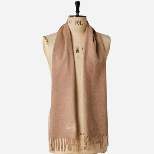 Paul Smith Men's Tan Cashmere Scarf with Signature Logo Patch - Image 5