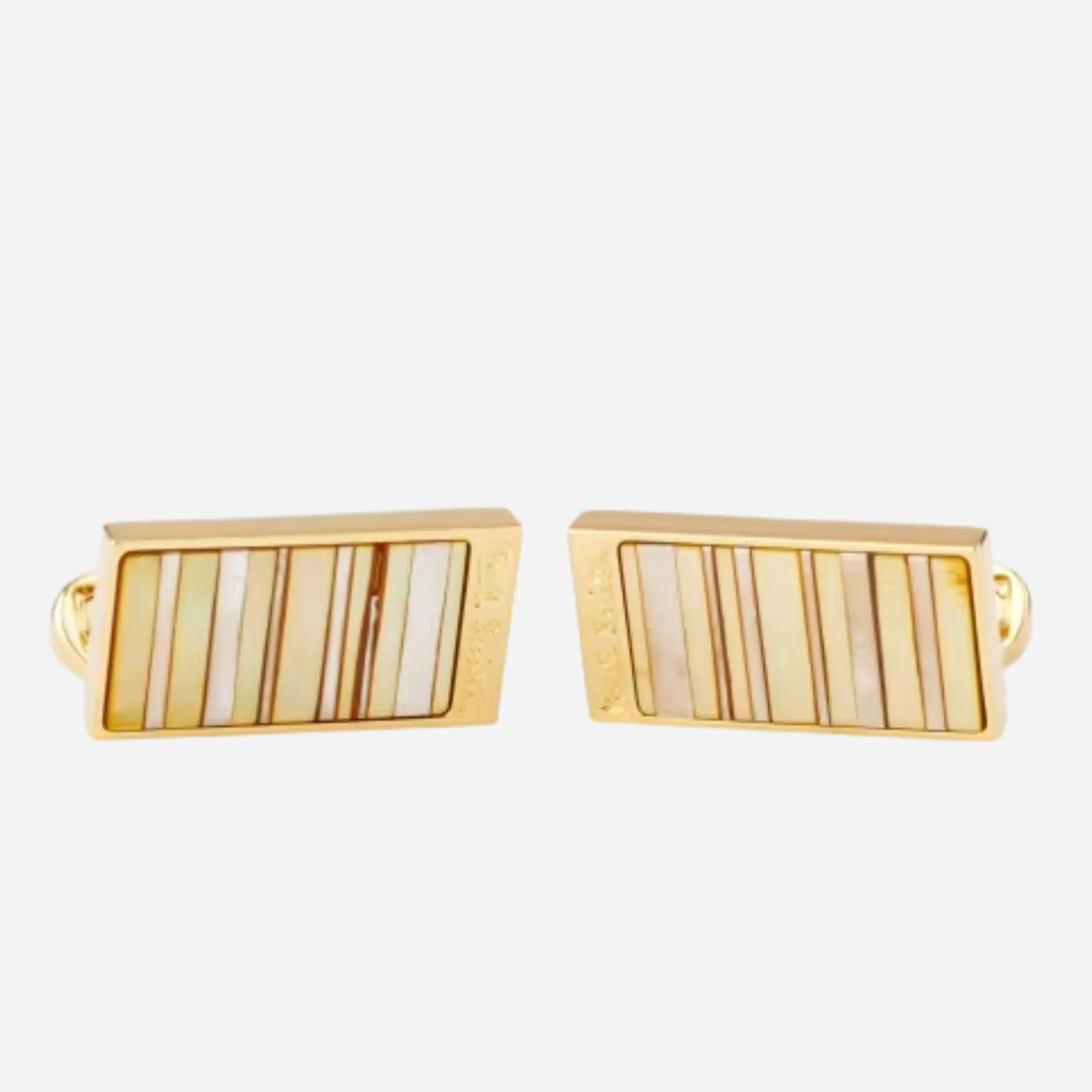 Paul Smith Mother of Pearl 'Stripe' Gold Metallic Cufflinks
