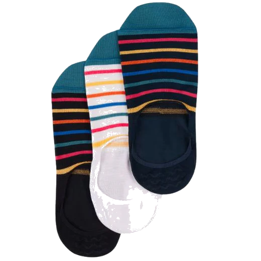 Paul Smith Multicolour Stripe 'No Show' Loafer Socks 3-Pack
