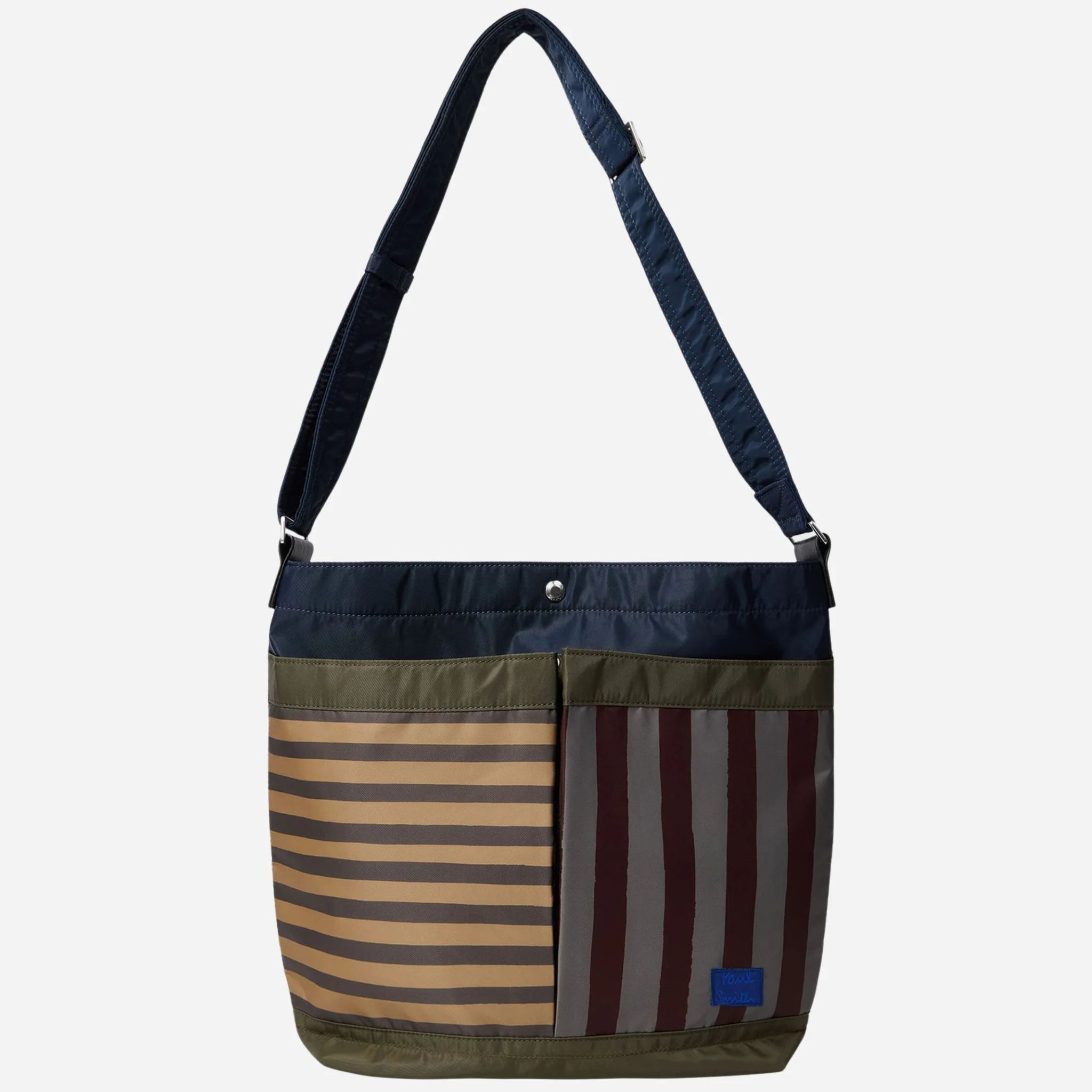 Paul Smith Multistripe Recycled Nylon Adjustable Tote Bag with Signature Logo Patch