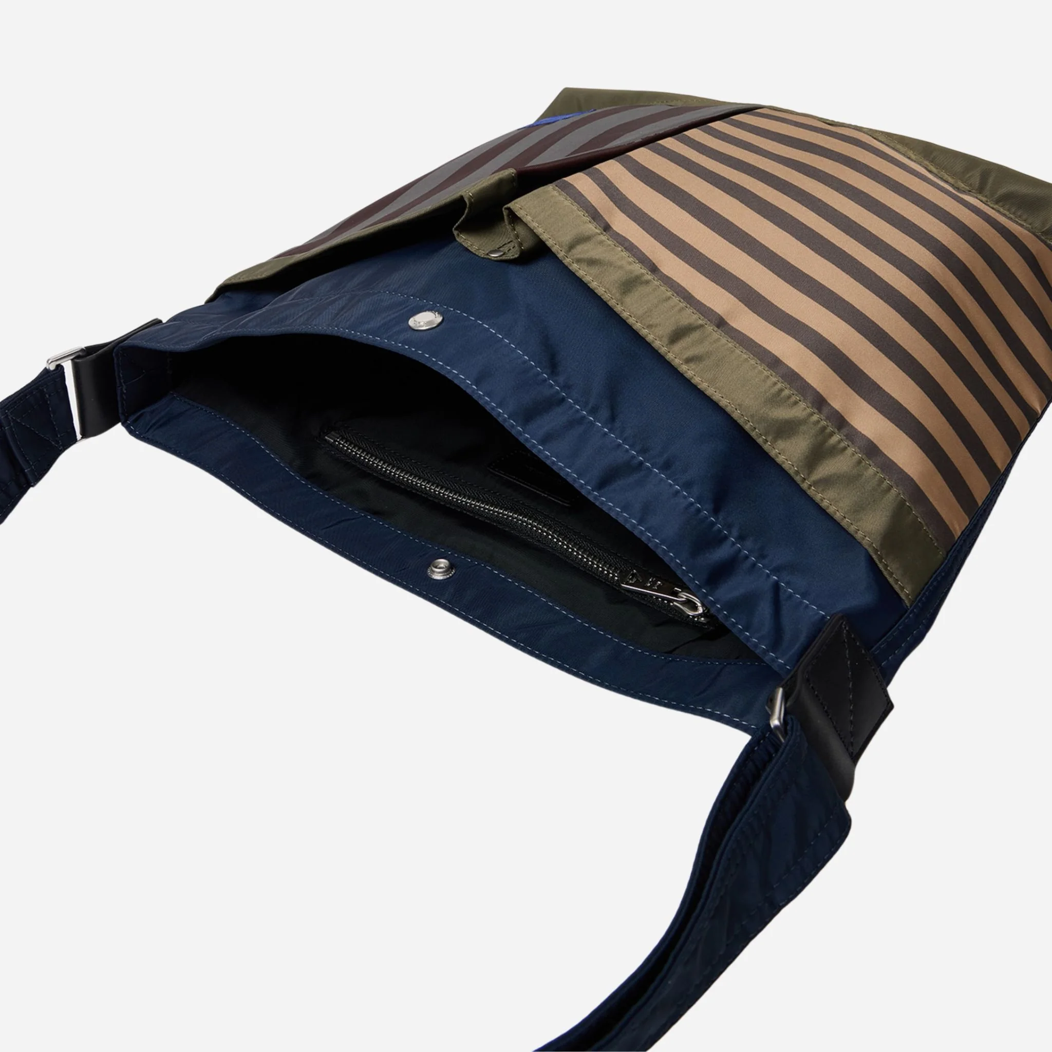 Paul Smith Multistripe Recycled Nylon Adjustable Tote Bag with Signature Logo Patch - Image 4
