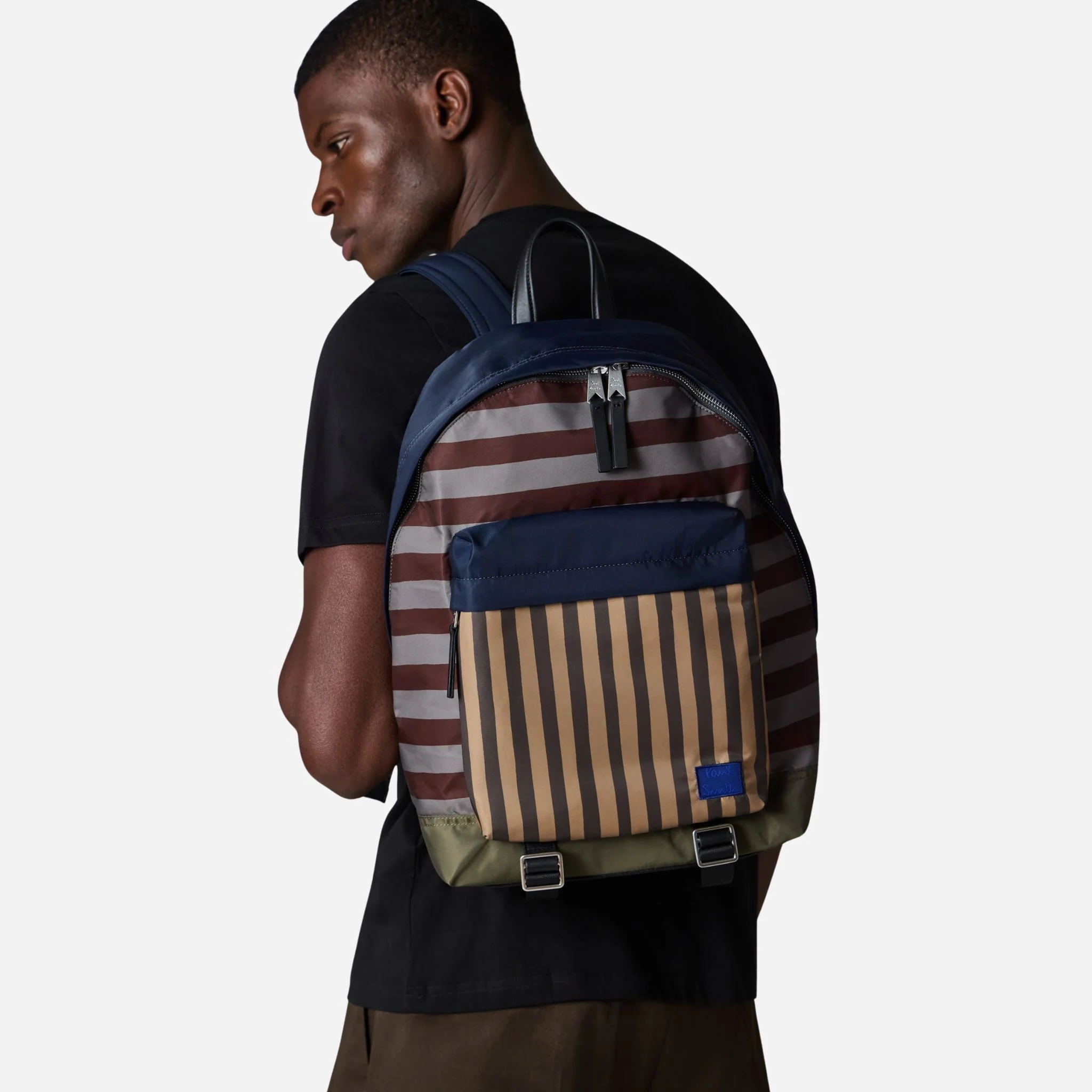 Paul Smith Multistripe Recycled Nylon Backpack with Signature Logo Patch - Image 11