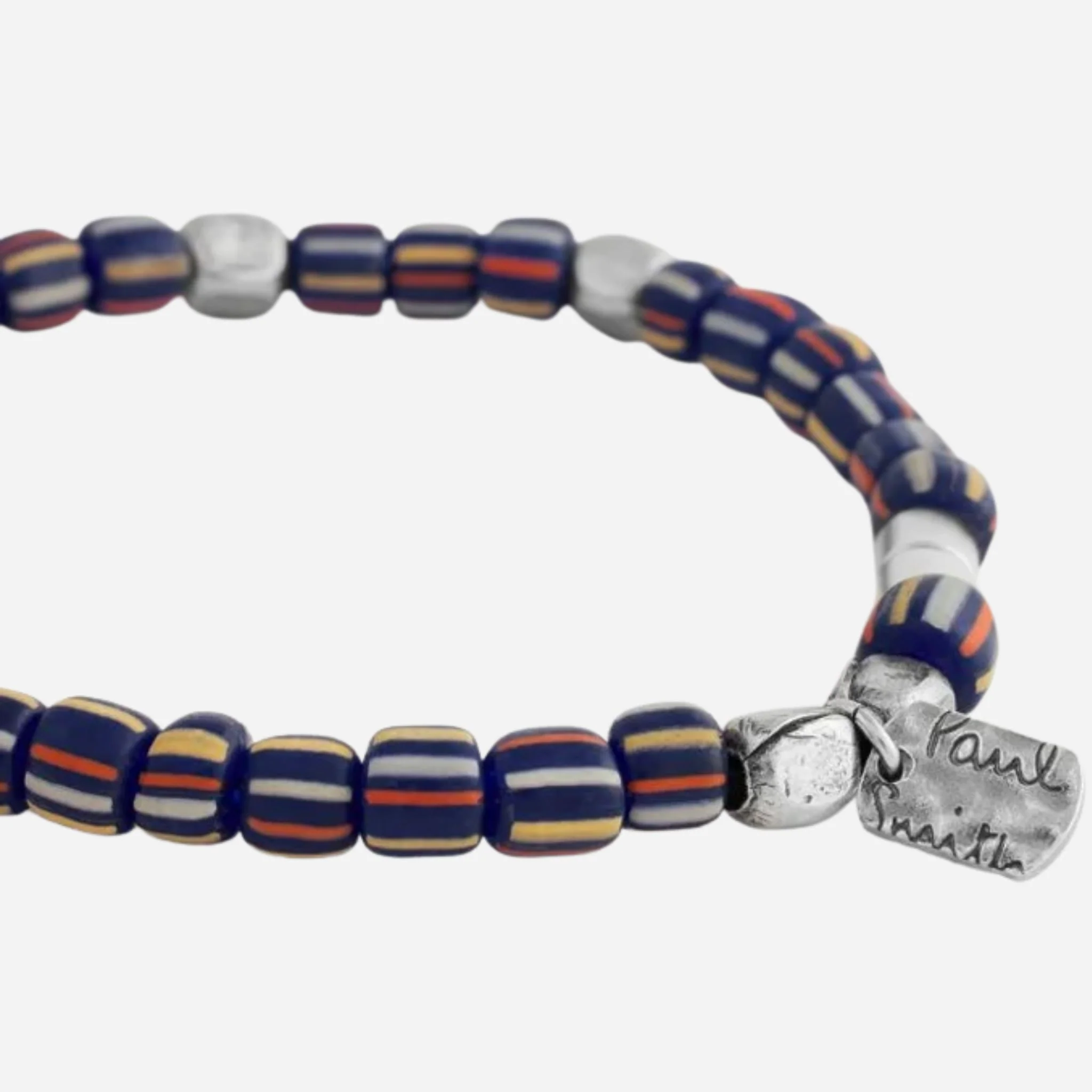 Paul Smith Navy Blue Glass Bead Bracelet with Signature Stripe Pinstripe - Image 3