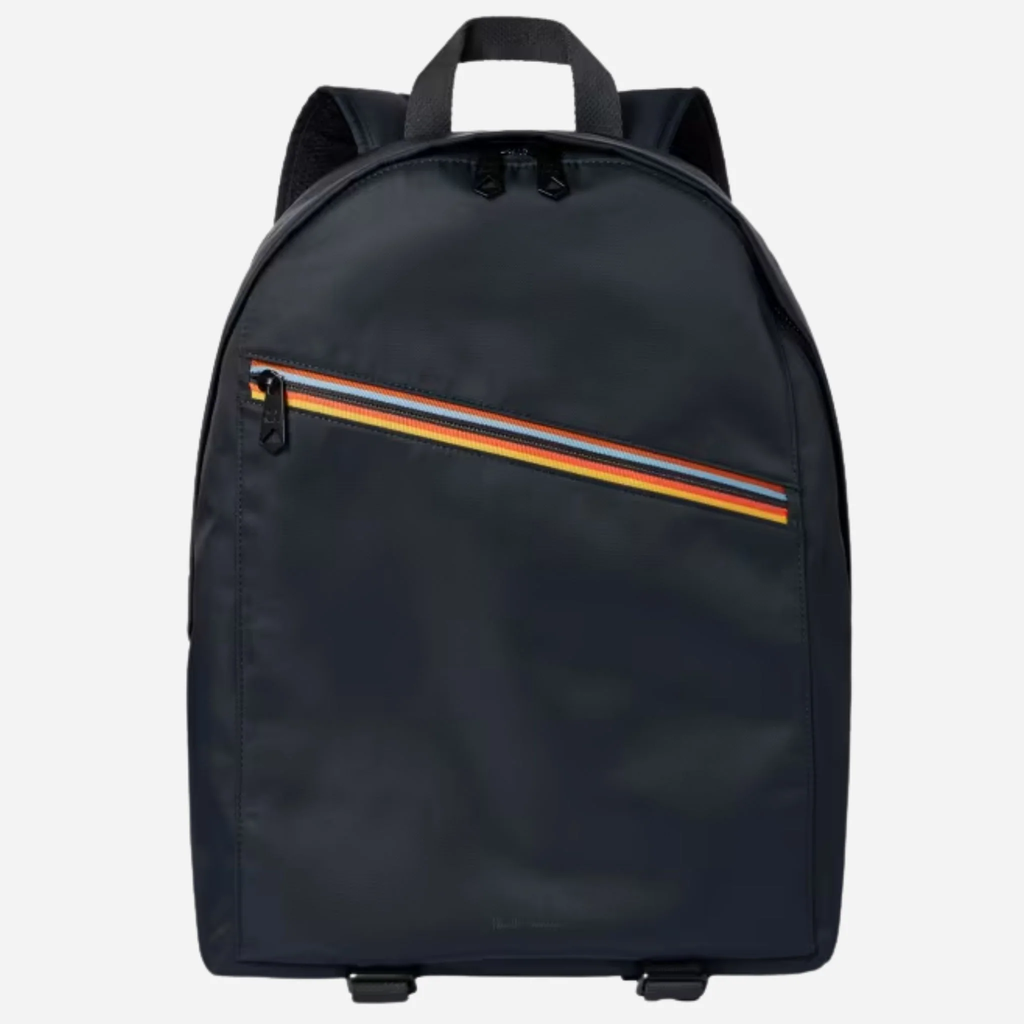 Paul Smith Navy Blue Recycled Polyester Backpack with Artist Stripe Trim